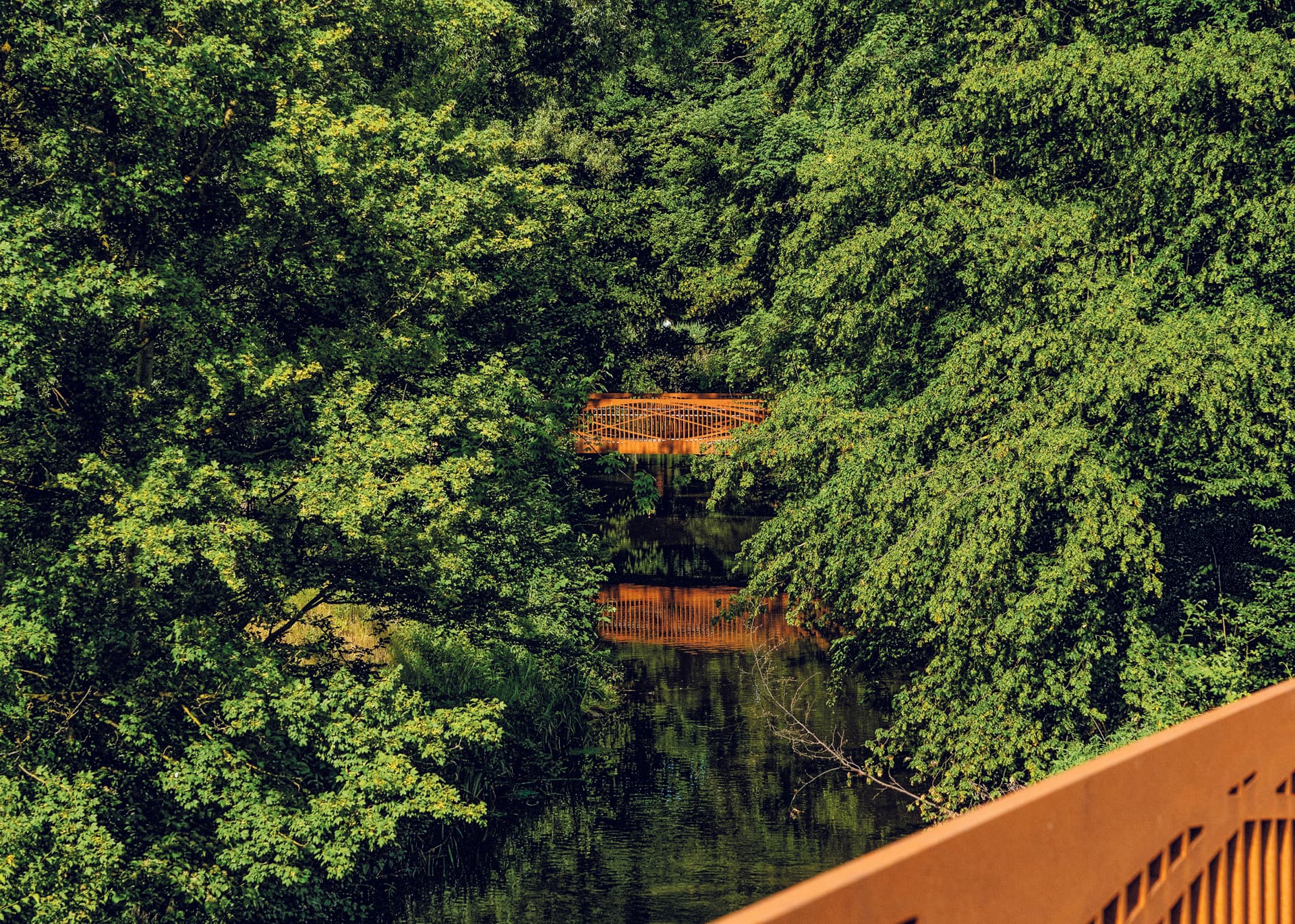 Blick auf die kurze Brücke entlang der Dalke (© Benno Schulz)